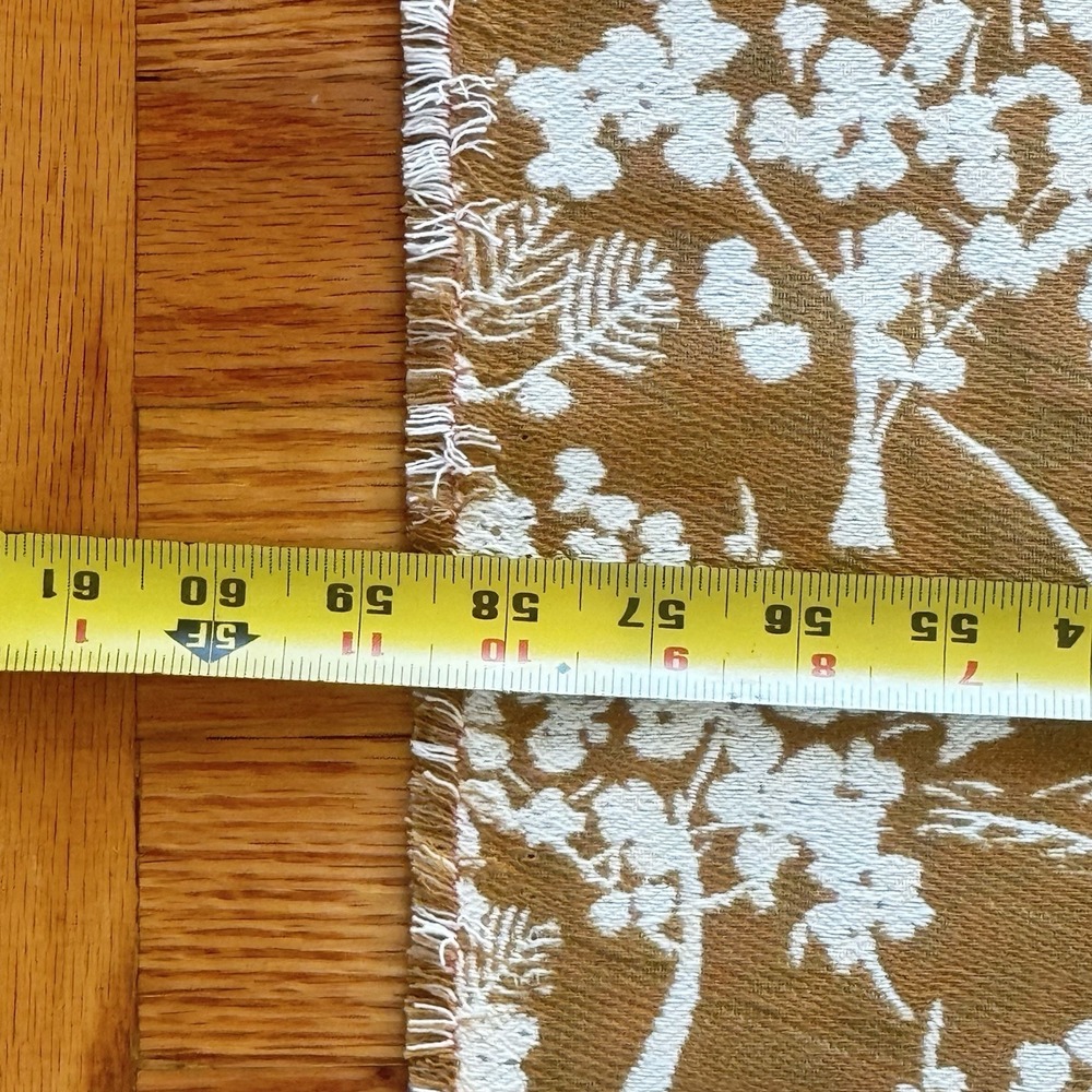 Designer Jacquard Upholstery Fabric Mustard Gold Ivory Floral Branch 1.75yd 57"W - Picture 8 of 8